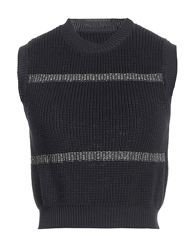 PESERICO Jumper Black 100% Cotton, Metallic fiber