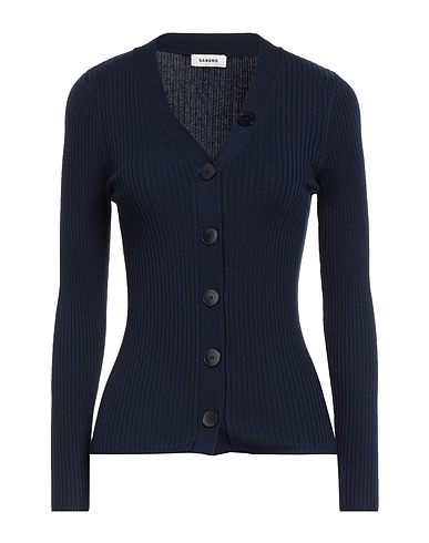 SANDRO Cardigan Navy blue 49% Viscose, 31% Lyocell, 14% Polyamide, 6% Silk