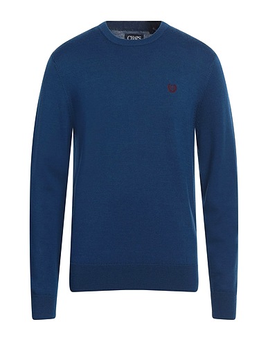 CHAPS Pullover Blau 100% Merinowolle