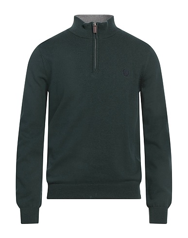 CHAPS Sweater with zip Dark green 90% Cotton, 10% Silk