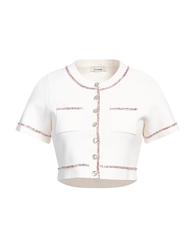 SANDRO Cardigan Off white 53% Viscose, 45% Polyamide, 2% Elastane, Copper, Crystal