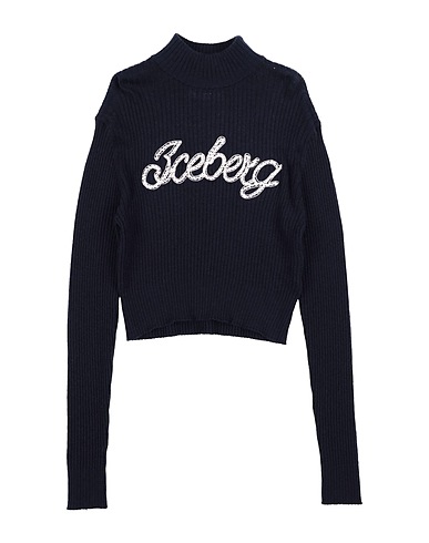ICEBERG Polo neck Navy blue 45% Acrylic, 30% Wool, 25% Nylon