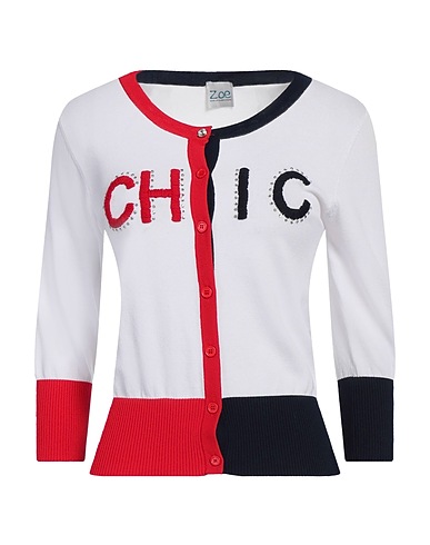 Z.O.E. ZONE OF EMBROIDERED Cardigan White 65% Viscose, 35% Polyamide