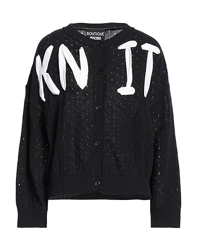 BOUTIQUE MOSCHINO Cardigan Black 80% Cotton, 20% Polyamide