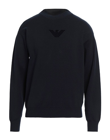 EMPORIO ARMANI Jumper Navy blue 50% Cotton, 50% Virgin Wool, Polyamide, Elastane