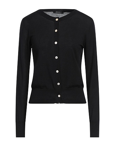 ARAGONA Cardigan Black 100% Virgin Wool