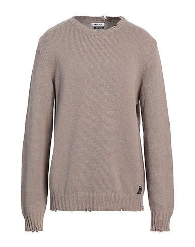 REPLAY Pullover Beige 91% Coton, 5% Autres fibres, 3% Polyester, 1% Élasthanne