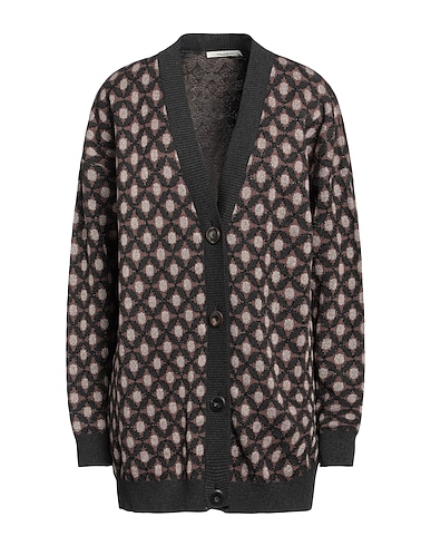 MALÌPARMI Cardigan Dark brown 71% Viscose, 23% Polyester, 6% Metallized polyamide