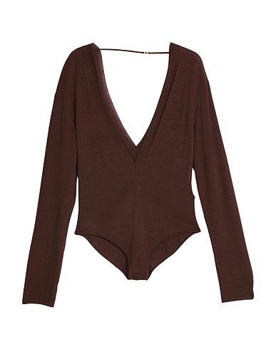 SAINT LAURENT TOPWEAR Brown 35% Wool, 35% Cashmere, 30% Silk