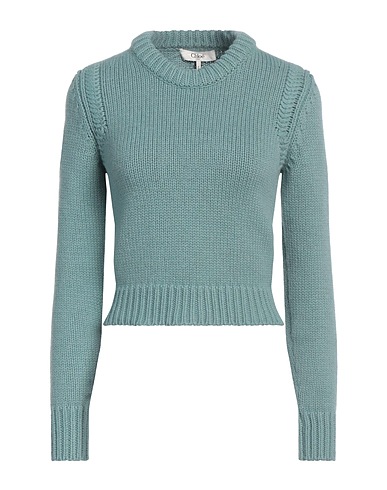 CHLOÉ Pullover Verde chiaro 50% Cotone, 50% Cachemire