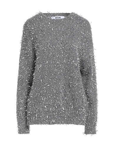 MSGM Pullover Grigio 65% Poliammide, 16% Lana mohair, 16% Lana di alpaca, 3% Fibra di metallo