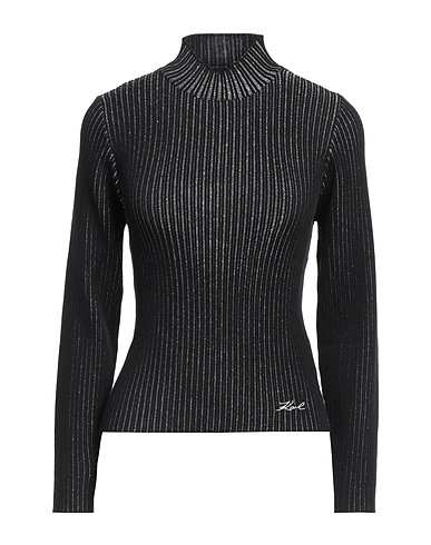 KARL LAGERFELD Turtleneck Black 54% Viscose, 41% Nylon, 4% Metallic fiber, 1% Elastane