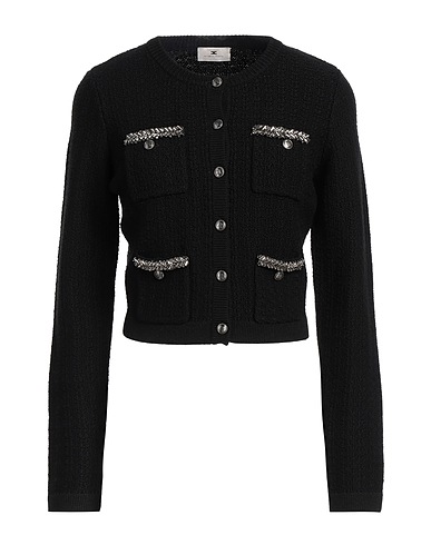 ELISABETTA FRANCHI Cardigan Black 47% Wool, 47% Acrylic, 6% Polyamide, Glass