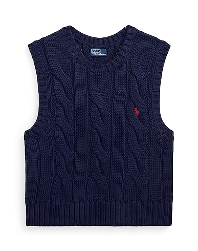 POLO RALPH LAUREN Jumper CABLE-KNIT COTTON CREWNECK SWEATER VEST
 Navy blue 100% Cotton