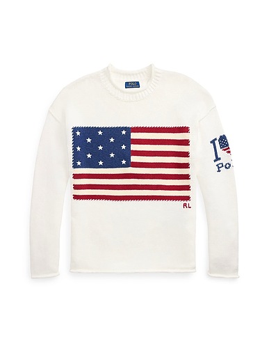 POLO RALPH LAUREN Jumper THE I HEART POLO FLAG SWEATER
 White 100% Cotton