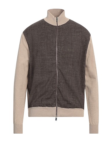 TOMBOLINI Cardigan Dark brown 68% Wool, 20% Silk, 10% Linen, 2% Elastane