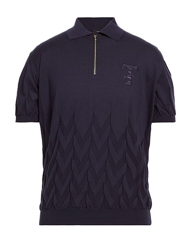 TOMBOLINI Maglia con zip Blu notte 55% Seta, 45% Cotone