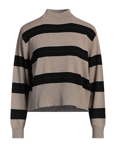 BRUNELLO CUCINELLI Polo neck Beige 60% Virgin Wool, 30% Cashmere, 10% Silk