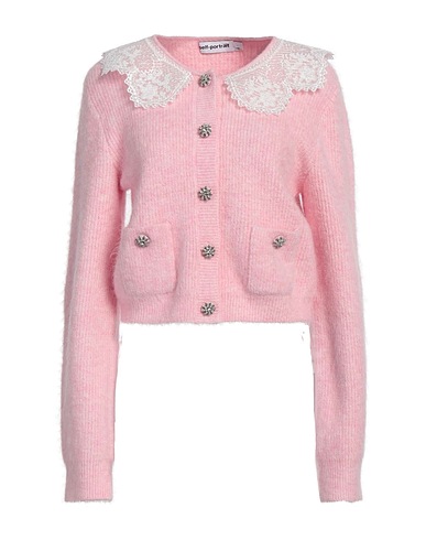 SELF-PORTRAIT Cardigan Pink 49% Alpaca wool, 18% Acrylic, 17% Polyamide, 14% Polyester, 2% Elastane