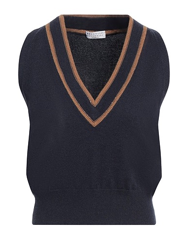 BRUNELLO CUCINELLI Top Midnight blue 100% Cashmere, Ecobrass