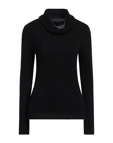 FABRIZIO DEL CARLO Polo neck Black 39% Merino Wool, 33% Polyamide, 27% Alpaca wool, 1% Elastane