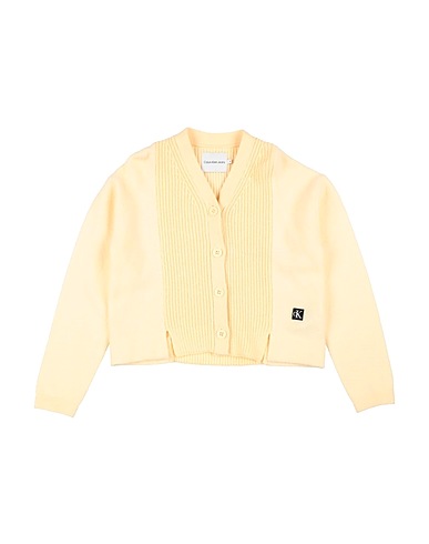 CALVIN KLEIN JEANS Cardigan Pastel yellow 60% Acrylic, 30% Polyester, 5% Elastane, 5% Wool