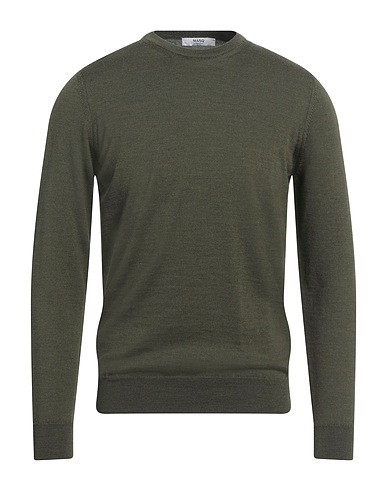 +39 MASQ Pullover Militärgrün 100% Merinowolle