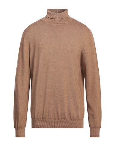 H953 Polo neck Camel 100% Merino Wool