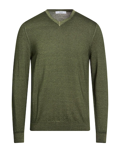 MASQ Pullover VERDE MILITARE 100% Laine mérinos