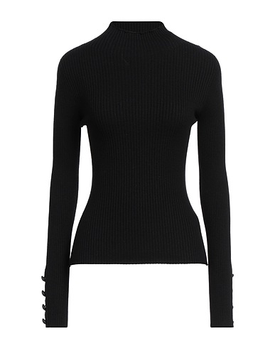 DONDUP Polo neck Black 52% Viscose, 26% Polyester, 22% Polyamide