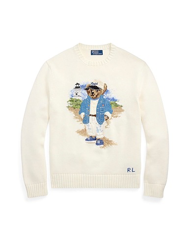 POLO RALPH LAUREN Jumper POLO BEAR SWEATER
 Ivory 100% Cotton