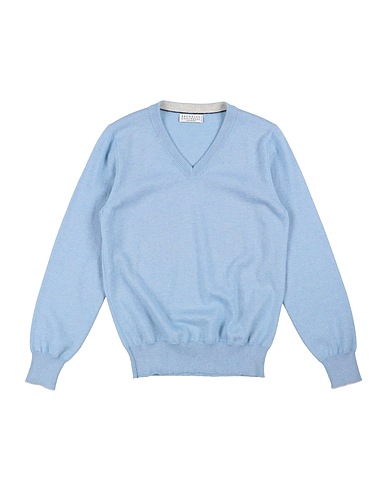 BRUNELLO CUCINELLI Maglia in Cachemire CASHMERE Celeste 100% Cachemire