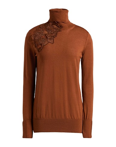 ERMANNO SCERVINO Turtleneck Brown 100% Merino Wool, Polyester, Cotton, Polyamide