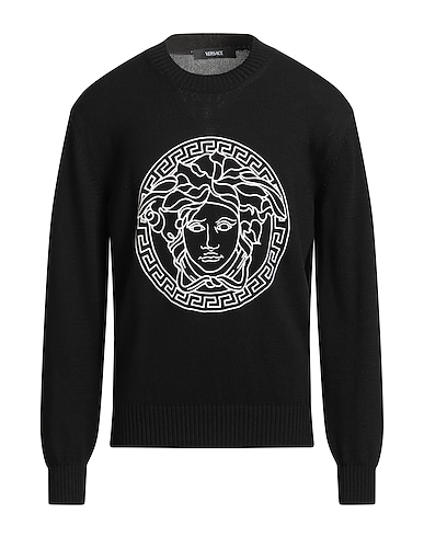 VERSACE Jumper Black 100% Cotton, Viscose, Polyester