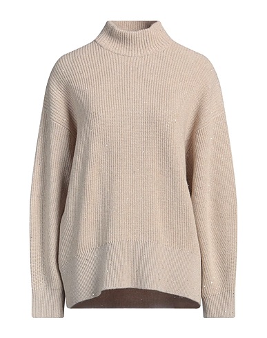 BRUNELLO CUCINELLI Polo neck Beige 47% Cashmere, 47% Wool, 4% Polyester, 2% Polyamide