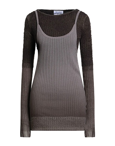 THE ATTICO Short dress Dark brown 74% Polyamide, 14% Mohair wool, 8% Polyester, 4% Wool