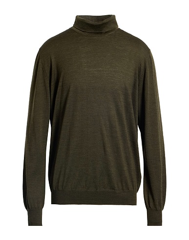 LARDINI Polo neck Military green 100% Wool