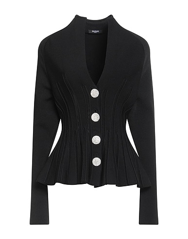 BALMAIN カーディガン ブラック レーヨン 88% / ポリエステル 12%
