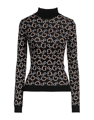 GUESS Polo neck Black 80% Viscose, 20% Polyester