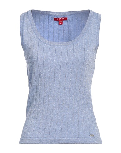 GUESS Sleeveless sweater Sky blue 65% Viscose, 14% Polyester, 13% Polyamide, 8% Metallic fiber