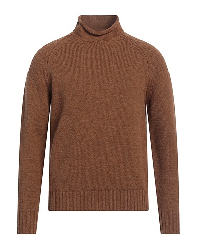IRISH CRONE Polo neck Camel 100% Virgin Wool