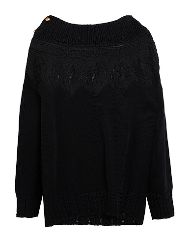 ERMANNO SCERVINO Jumper Black 100% Cotton, Polyester, Viscose, Polyamide