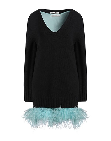 PHILOSOPHY di LORENZO SERAFINI Pullover NERO 100% Lana Vergine, Poliestere, Piume di struzzo