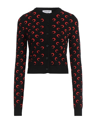 MARINE SERRE Cardigan WHITE LINE Black 100% Wool, Viscose