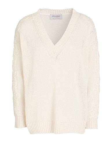 ERMANNO FIRENZE Pullover Avorio 60% Poliestere, 38% Cotone, 2% Altre Fibre