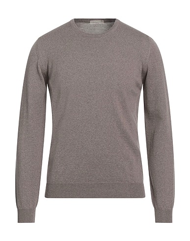 ROBERTO COLLINA Jumper Taupe 100% Merino Wool, Leather
