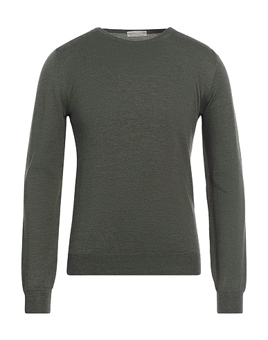 ROBERTO COLLINA Sweater Military green 100% Merino Wool, Leather