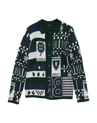 BRIAN RUSH Strickjacke Dunkelgrün 50% Wolle, 50% Modal