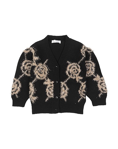 MONNALISA Cardigan Black 100% Wool, Polyamide, Polyester