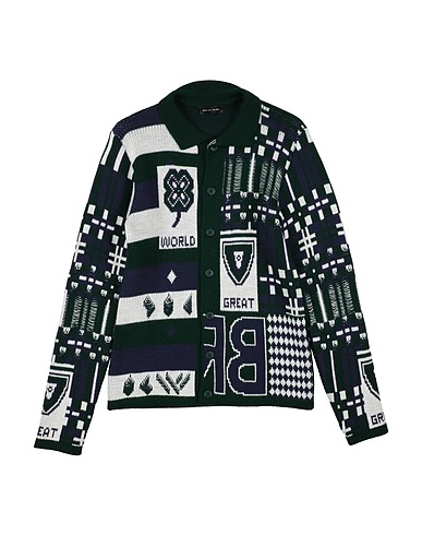 BRIAN RUSH Cardigan Vert foncé 50% Laine, 50% Modal